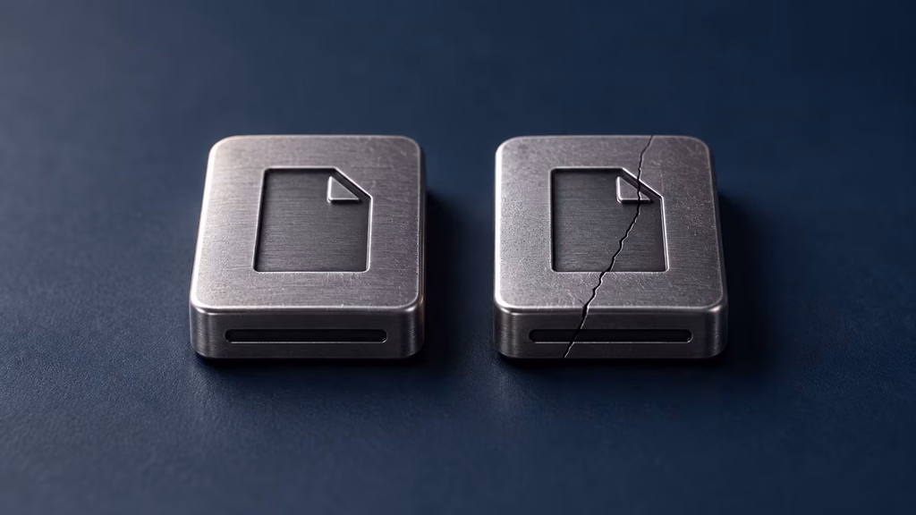Two backup drive icons side by side, one with a hidden crack website maintenance checklist 